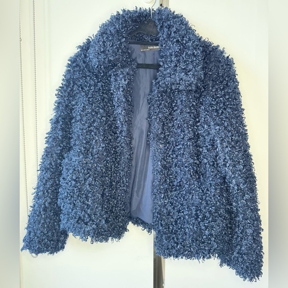 Zara Blue Fuzzy Jacket for Women - Picture 1 of 3